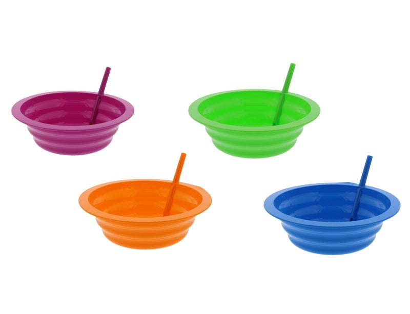 Arrow Home Products Sip-A-Bowl Set, 22oz, 4pk - BPA Free Straw Bowls for Kids To Sip Up Every Drop Without the Mess - Made in the USA, Great for Cereal, Ice Cream, Soup, Milk - Assorted Colors - Image 1