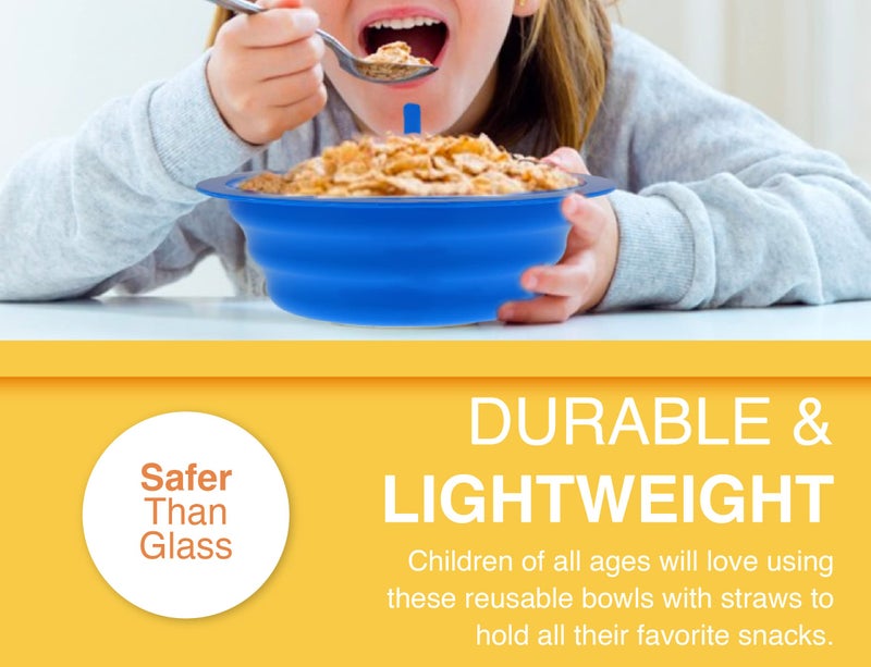 Arrow Home Products Sip-A-Bowl Set, 22oz, 4pk - BPA Free Straw Bowls for Kids To Sip Up Every Drop Without the Mess - Made in the USA, Great for Cereal, Ice Cream, Soup, Milk - Assorted Colors - Image 4