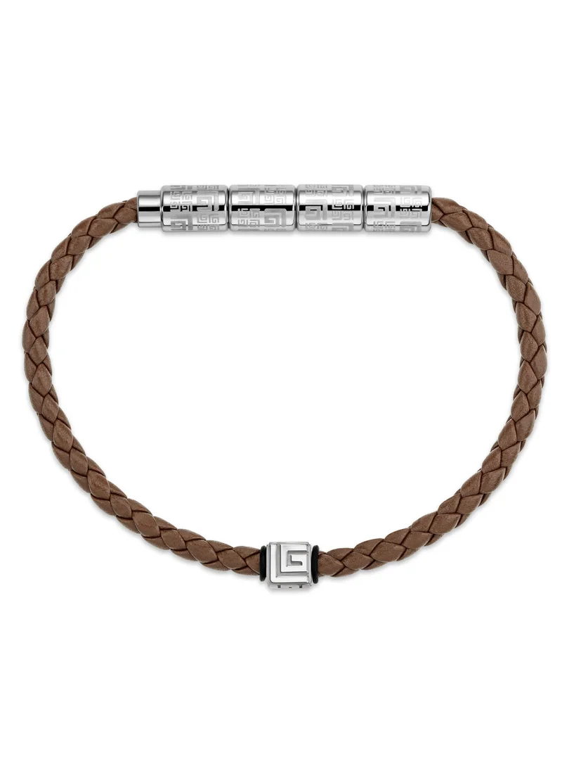 Guy Laroche Gabriel Brown and Silver Leather Bracelet for Men