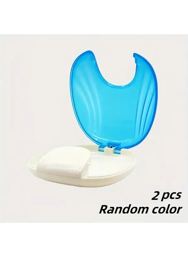 2pcs Press To Open Denture Retainer Storage Box Compact Portable Travel Case - Image 1
