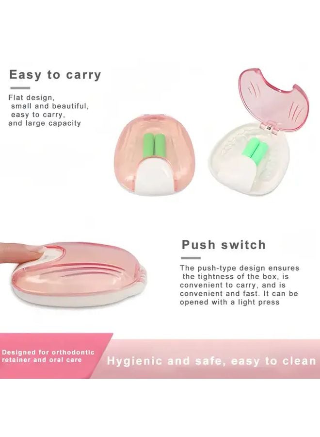 2pcs Press To Open Denture Retainer Storage Box Compact Portable Travel Case - Image 4
