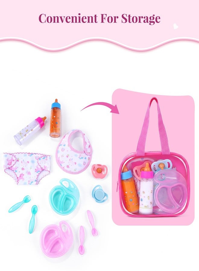 BABESIDE مجموعة إكسسوارات دمية الأطفال من بيبي سايد، 13 قطعة، تتضمن زجاجات سحرية وحفاضات ولهّايات وحقيبة تخزين، مجموعة إطعام دمية الأطفال مع إكسسوارات واقعية لدمية الأطفال، ألعاب تمثيلية للبنات - Image 4