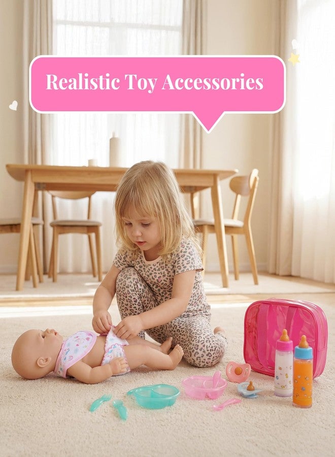 BABESIDE مجموعة إكسسوارات دمية الأطفال من بيبي سايد، 13 قطعة، تتضمن زجاجات سحرية وحفاضات ولهّايات وحقيبة تخزين، مجموعة إطعام دمية الأطفال مع إكسسوارات واقعية لدمية الأطفال، ألعاب تمثيلية للبنات - Image 5