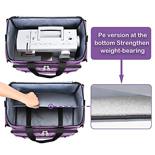 CAB55 Sewing Machine Case, Sewing Machine Carrying Bag with Removable Padding Pad, Tote Bag for Sewing Machine and Extra Sewing Accessories, Purple(17"x13"x14") - Image 4