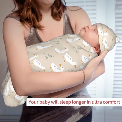 Sozzjile Goose Baby Stuff Swaddle Blanket with Headband and Beanie Set, Newborn Receiving Blanket Outfit Infant Shower Gift for Boys Girls - Image 4