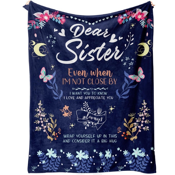 SISTER BLANKET SISTER GIFTS FROM SISTER OR BROTHER ANTI PILLING BLANKET PRESENT FOR SISTERS HAPPY BIRTHDAY SISTER SISTER THROW BLANKET 50 X 60 NAVY BLUE