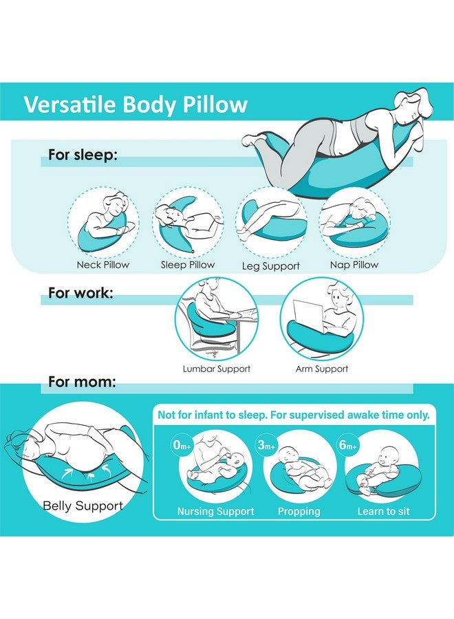 BYRIVER 43" Pink Purple Cute Body Pillow for Side Sleeping Women Girl, C Shaped Pregnancy Pillow for Neck Shoulder Hip Pain Relief, Pillow Between Knee Leg, Gifts for Mom (Zi-XL) - Image 2