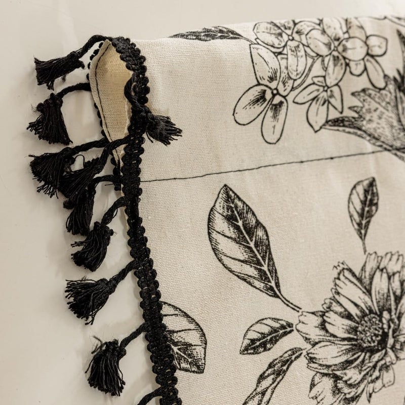 F-CHU Bohemian Curtains for Bedroom 63 Inch Length French Country Floral Drapes Farmhouse Rustic Window Curtain Panels for Bedroom Chic Cotton Linen Blend Toile Curtainï¼Œ2 Panel - Image 5