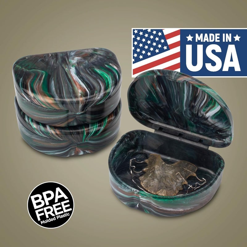 Practicon Marble Retainer Cases, Orthodontic Aligner Case, Mouth Guard Holder (3 Pack) (Camo) - Image 2