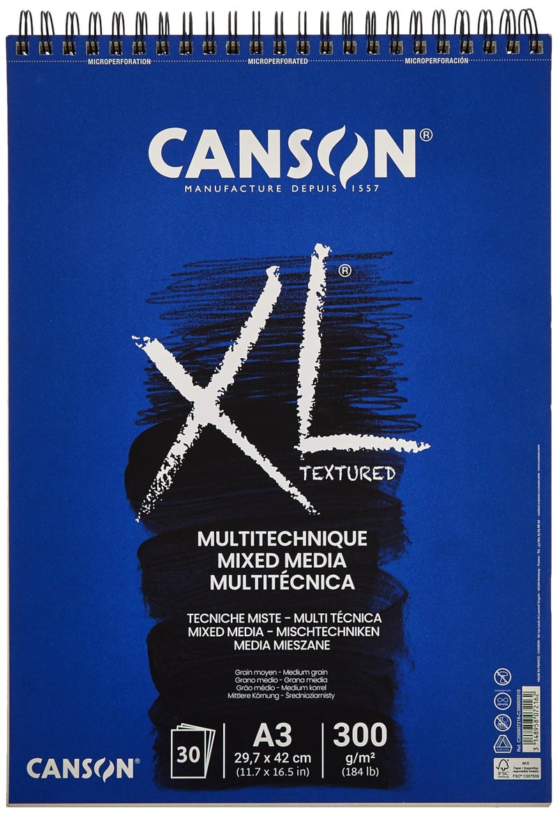 Canson Mix-Media XL Pad - A3 Pad for Acrylic, Watercolour, Pastel & Pencil - 30 Sheets - Image 2