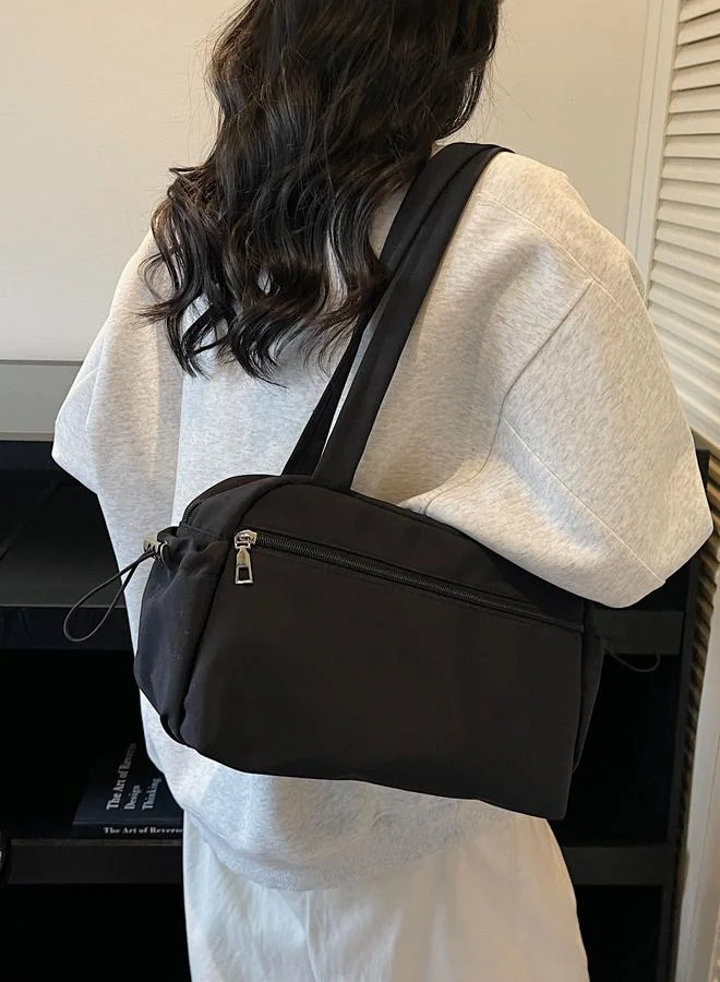 Take Two Black Shoulder Bag with Zip Closure