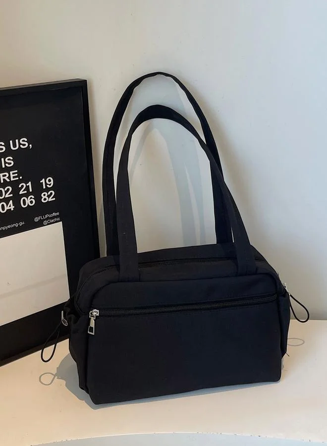 Take Two Black Shoulder Bag with Zip Closure