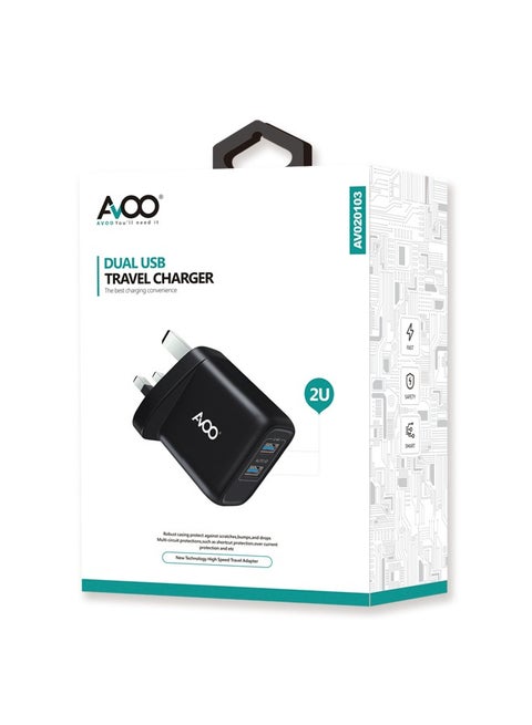 AVOO  USB A plug, iPhone charger, fast wall charger with dual USB port, 18W power, USB Acharger block for iPhone 15/15 Pro/15 Pro Max/14/13/12, iPad Pro, Airpods, and more (cable not included).