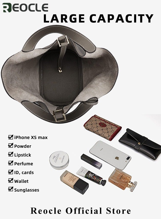 REOCLE Women's Tote Bag Top Handle Satchel Handbag Daily Casual Soft Handbags Elegant Leather Bag with Stylish Lock Design  - Image 3