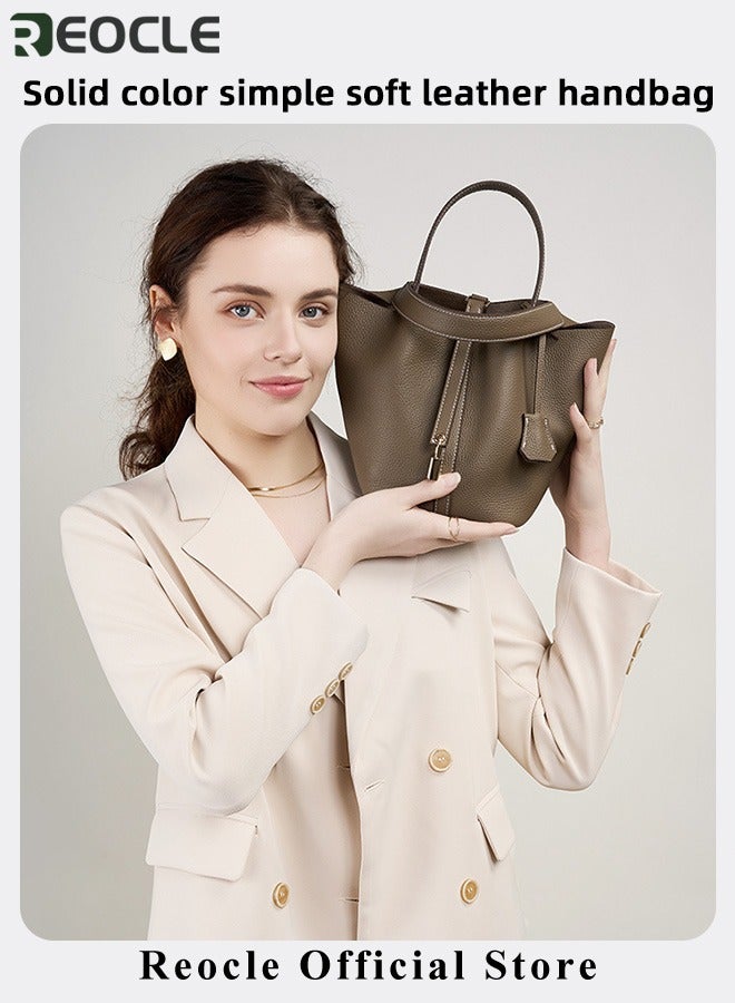 REOCLE Women's Tote Bag Top Handle Satchel Handbag Daily Casual Soft Handbags Elegant Leather Bag with Stylish Lock Design  - Image 4