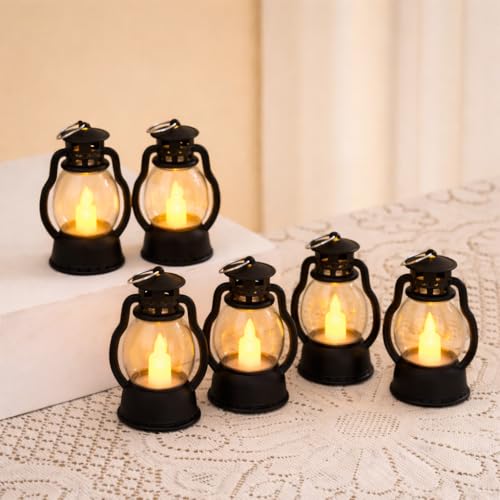 VERVENIX Mini LED Lantern Lights (Warm Yellow, Pack of 6) | Battery Operated Vintage Lamp for Diwali, Christmas, New Year & Home Decoration | Flameless Festival Night Light - Image 1