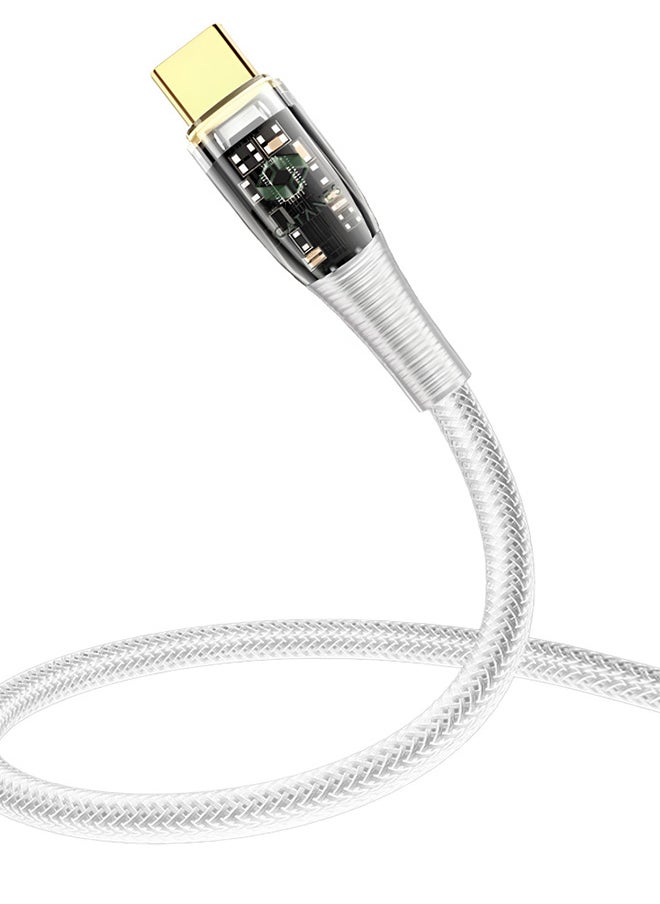 CATANES - USB Type C to USB Type C Cable Fast Charging Cable Transparent Adapter Fast Charging Cable White 1M - Image 1