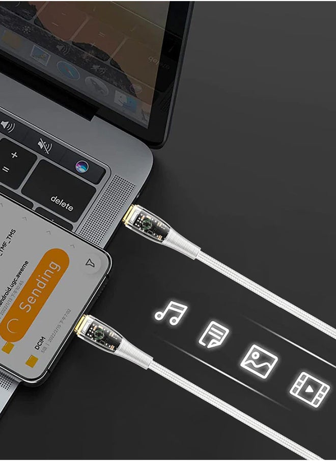 CATANES - USB Type C to USB Type C Cable Fast Charging Cable Transparent Adapter Fast Charging Cable White 1M - Image 1