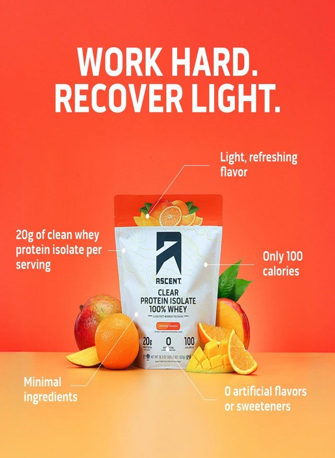 أسينت مسحوق بروتين مصل اللبن الصافي 100% من أسينت - مشروب ما بعد التمرين، خالٍ من النكهات والمحليات الصناعية، خالٍ من الغلوتين، 5.5 غرام من الأحماض الأمينية المتفرعة السلسلة (BCAA)، 2.1 غرام من الليوسين، أحماض أمينية أساسية، بنكهة البرتقال والمانجو، 20 حصة - Image 2