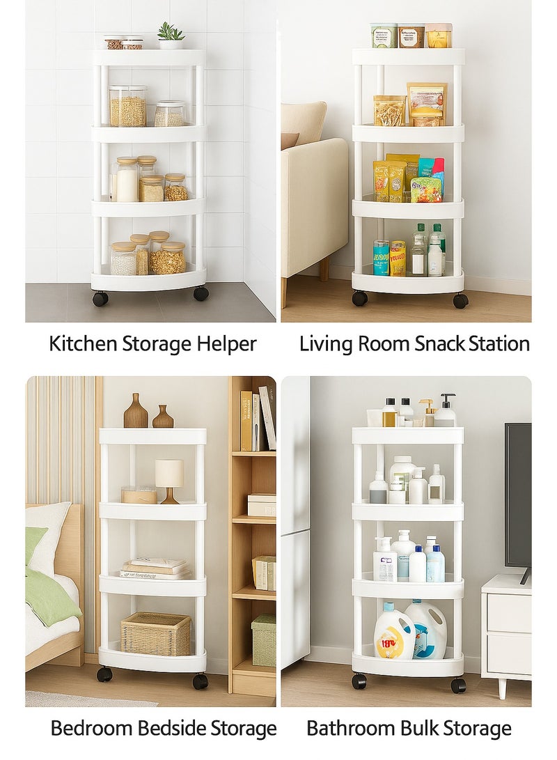 AIYISHI 4-Tier Rolling Storage Cart – Space-Saving Triangle Corner Shelf with Wheels, Multi-Purpose Organizer for Kitchen, Bathroom, Laundry & Living Room (Black)  - Image 4