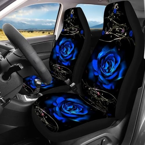 Howilath Novelty Blue Rose Thorns Women Auto Car Seat Cover for Cars,Trunks, Vans, SUV, Universal Fit for Most Vehicle - Image 3