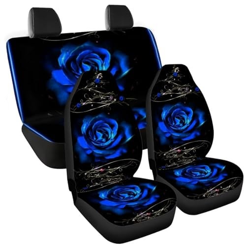 Howilath Novelty Blue Rose Thorns Women Auto Car Seat Cover for Cars,Trunks, Vans, SUV, Universal Fit for Most Vehicle - Image 4