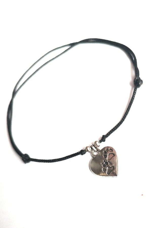 Jyokrish Handmade Adjustable Simple Black Thread twisted Hanging Heart anklet For Women | girls | Nazariya |Payal | Nazar Battu |Free Size |Pair of 1 - Image 2