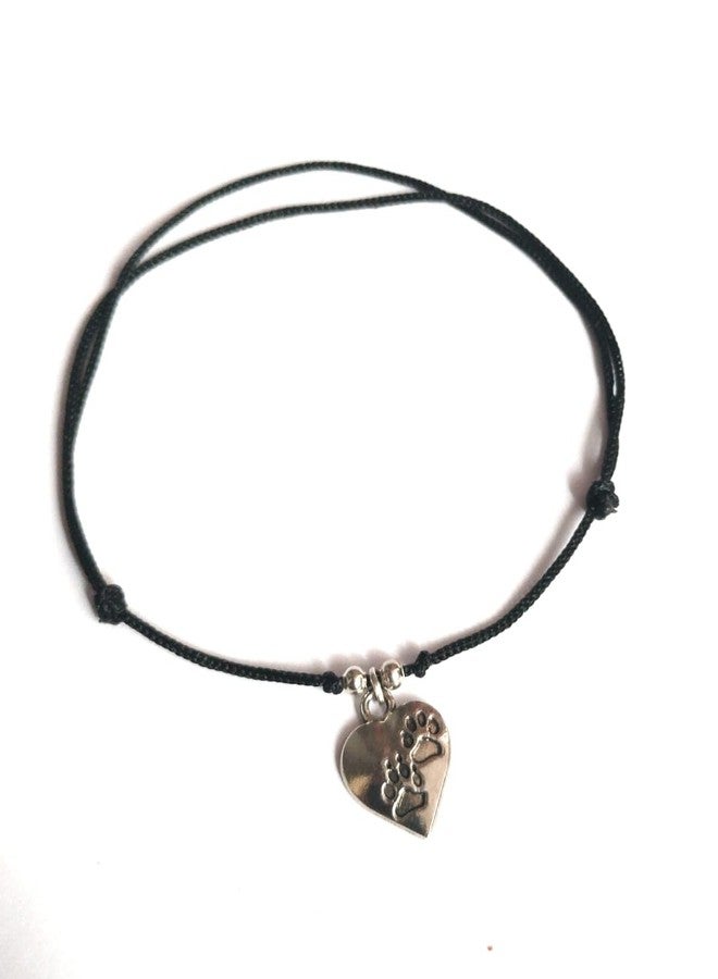 Jyokrish Handmade Adjustable Simple Black Thread twisted Hanging Heart anklet For Women | girls | Nazariya |Payal | Nazar Battu |Free Size |Pair of 1 - Image 3