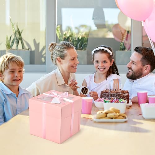 DOYIDE 24Pcs 8x8x8 Inch Cake Boxes, 12pcs Pink Bakery Boxes with Window (12pcs Cake Boards), Square Cake Carrier Container Disposable Pie Boxes Package for Bake Decorating Supplies - Image 5
