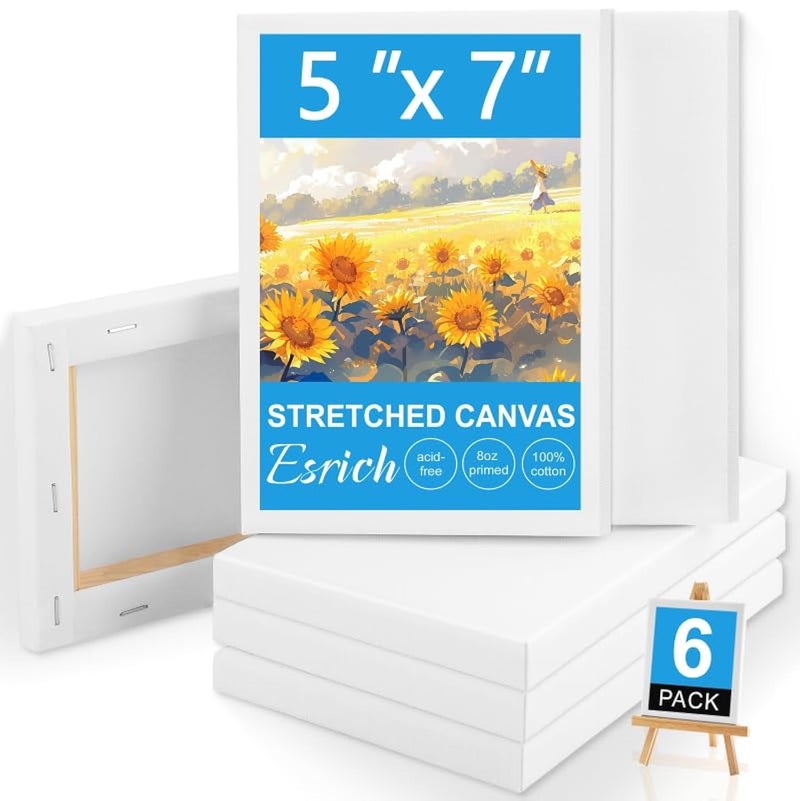 ESRICH Small Canvases for Painting 6 Pack Canvas 5x7 Inch Stretched Canvas 25 Profile Primed Acid Free Painting Canvas for Kids for Oil PaintWatercolorAcrylic PaintGouache Tempera - Image 3