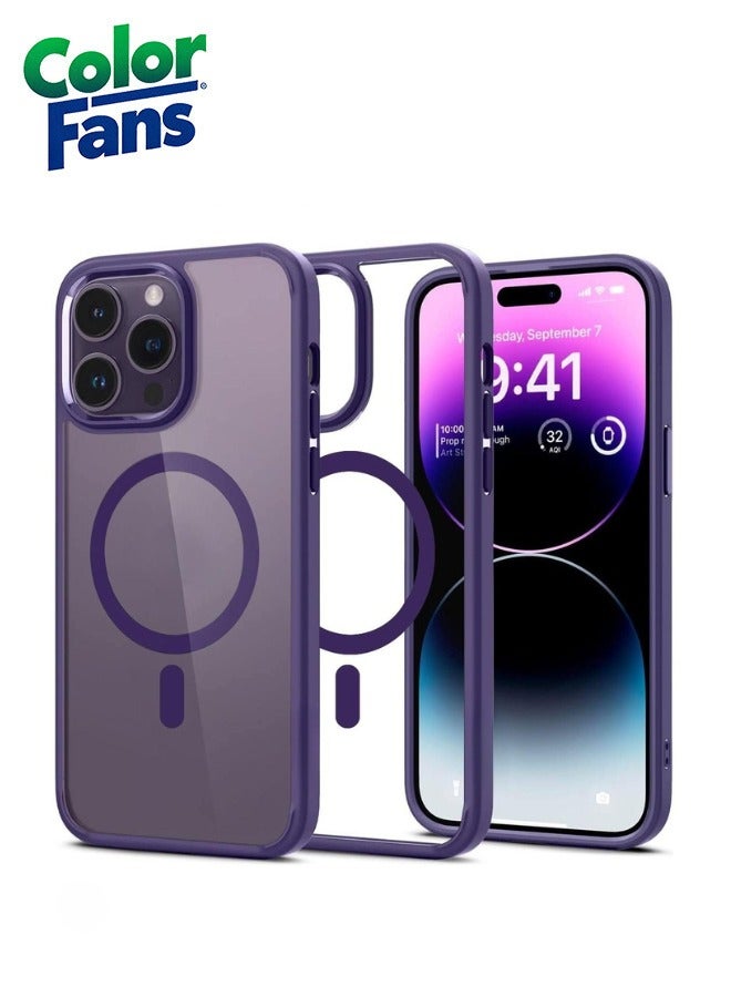 Color Fans Ultra Hybrid MagFit iPhone 14 Case Anti Yellowing Deep Purple