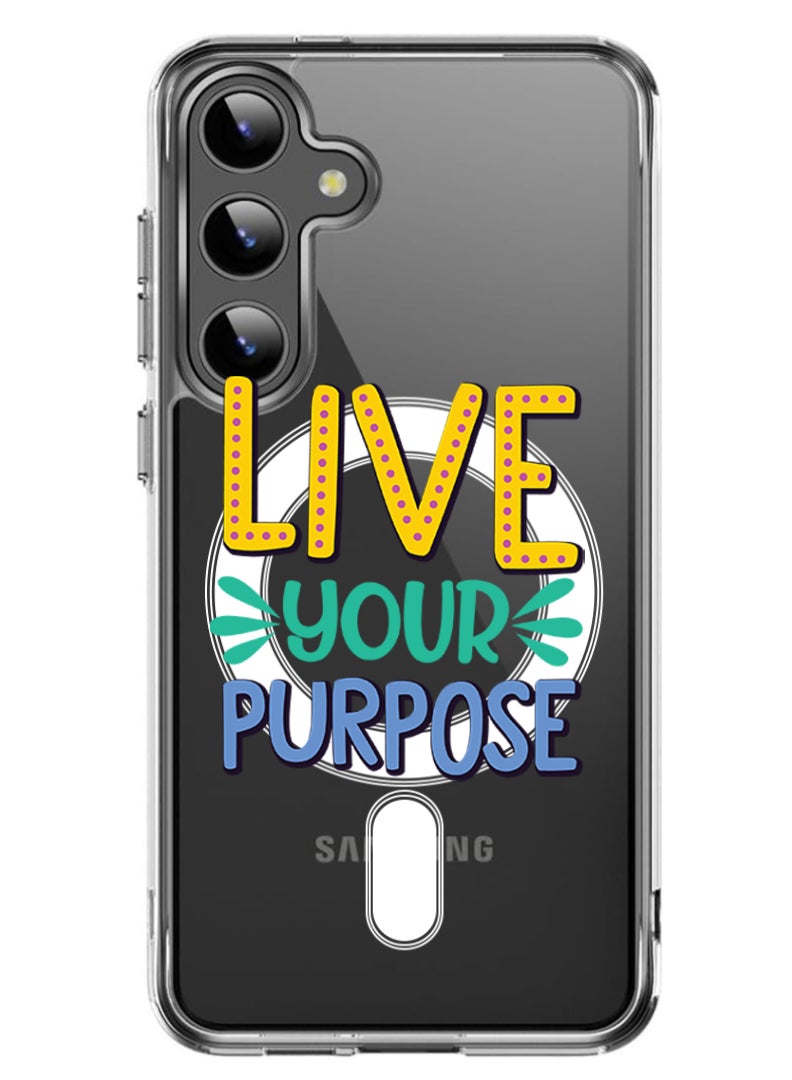 Theodor Magnetic Case for Samsung Galaxy S24 6.2-inch Compatible with MagSafe Wireless Charging, Shockproof Phone Bumper Cover Live your purpose copy - Image 1