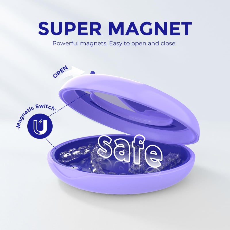 HEMILABÂ® Retainer Case, Slim Aligner Case with Mirror, Compatible with Invisalign, Cute Retainer Orthodontic Box with Vent Holes, Purple - Image 4