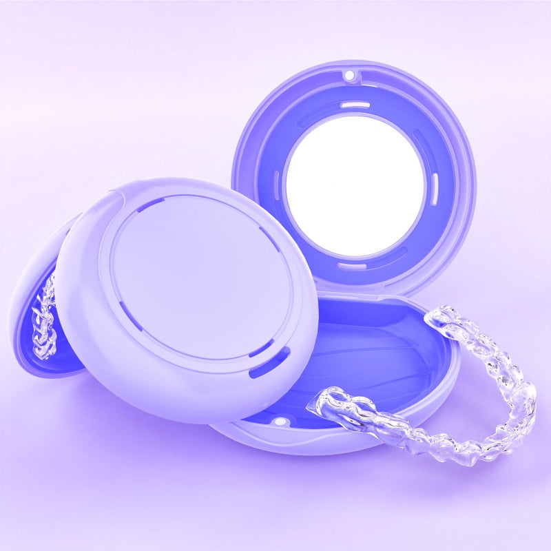 HEMILABÂ® Retainer Case, Slim Aligner Case with Mirror, Compatible with Invisalign, Cute Retainer Orthodontic Box with Vent Holes, Purple - Image 5
