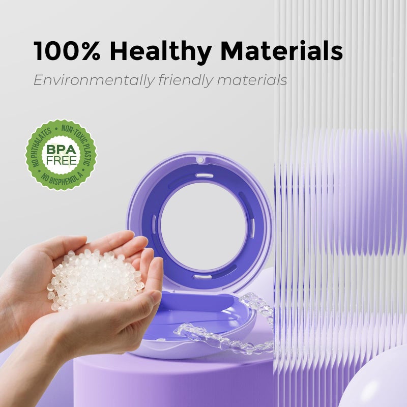 HEMILABÂ® Retainer Case, Slim Aligner Case with Mirror, Compatible with Invisalign, Cute Retainer Orthodontic Box with Vent Holes, Purple - Image 3