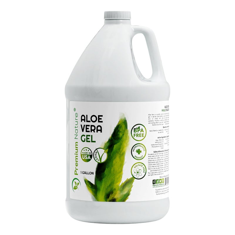 Premium Nature جل الألوة فيرا النقي من بريميوم ناتشر للوجه، للبشرة الجافة، لتخفيف حروق الشمس، جل الألوة فيرا للترطيب، جل الألوة فيرا من نبات الألوة فيرا، جل الألوة للشعر، 1 جالون - Image 3