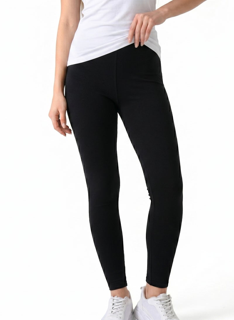 Comodo Women's Cotton High Waisted Leggings, Full Length, Stretchy Tights - Image 1