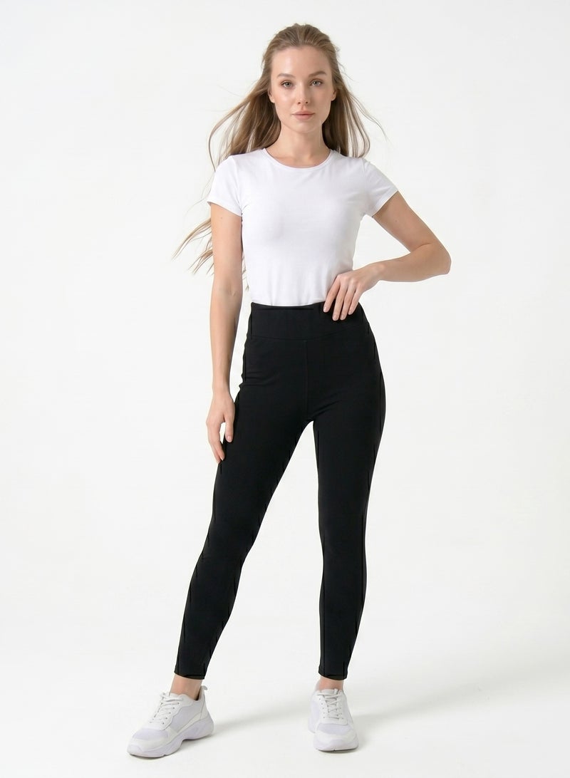 Comodo Women's Cotton High Waisted Leggings, Full Length, Stretchy Tights - Image 2