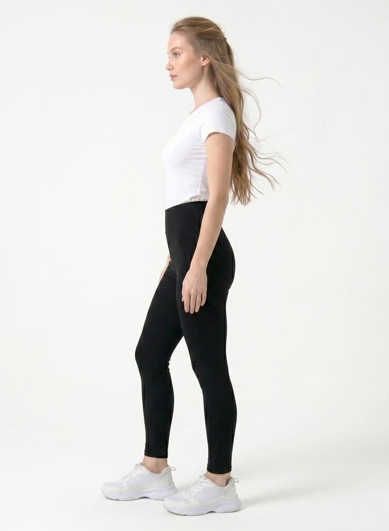 Comodo Women's Cotton High Waisted Leggings, Full Length, Stretchy Tights - Image 3