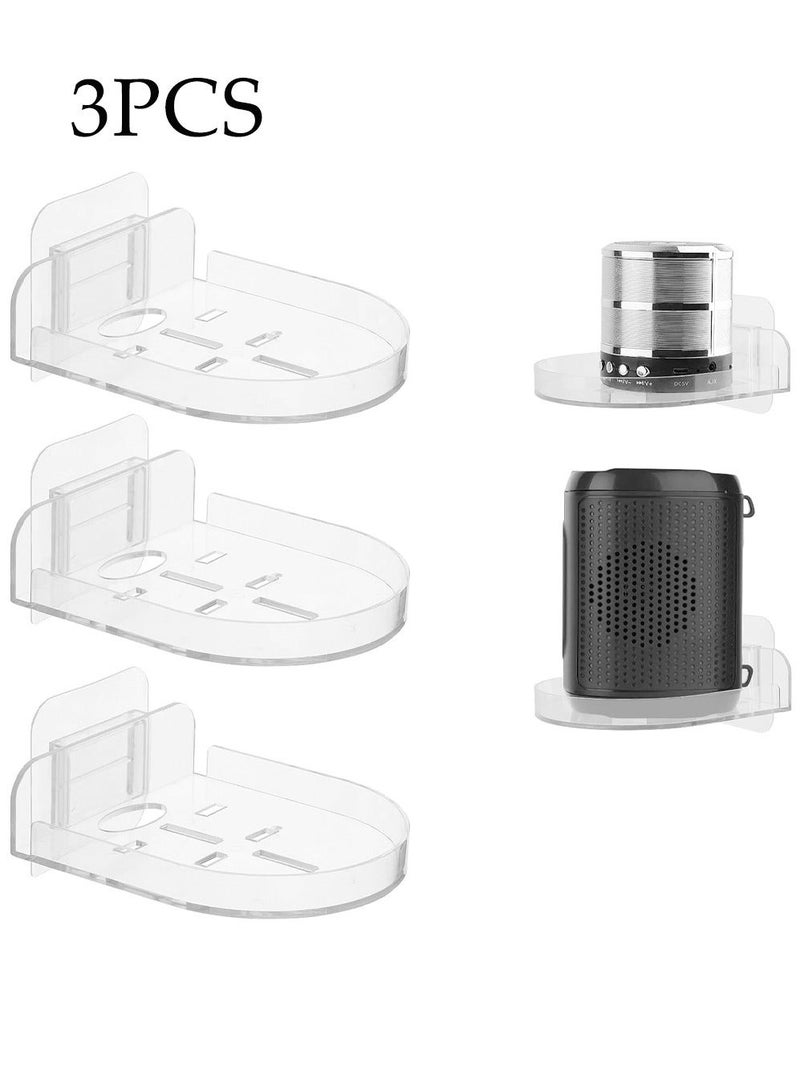 SYOSI 3-Pack Clear Small Wall Shelves with Adhesive Brackets, No-Drill Floating Shelves for Cameras, Webcams, Speakers, Baby Monitors - Image 1