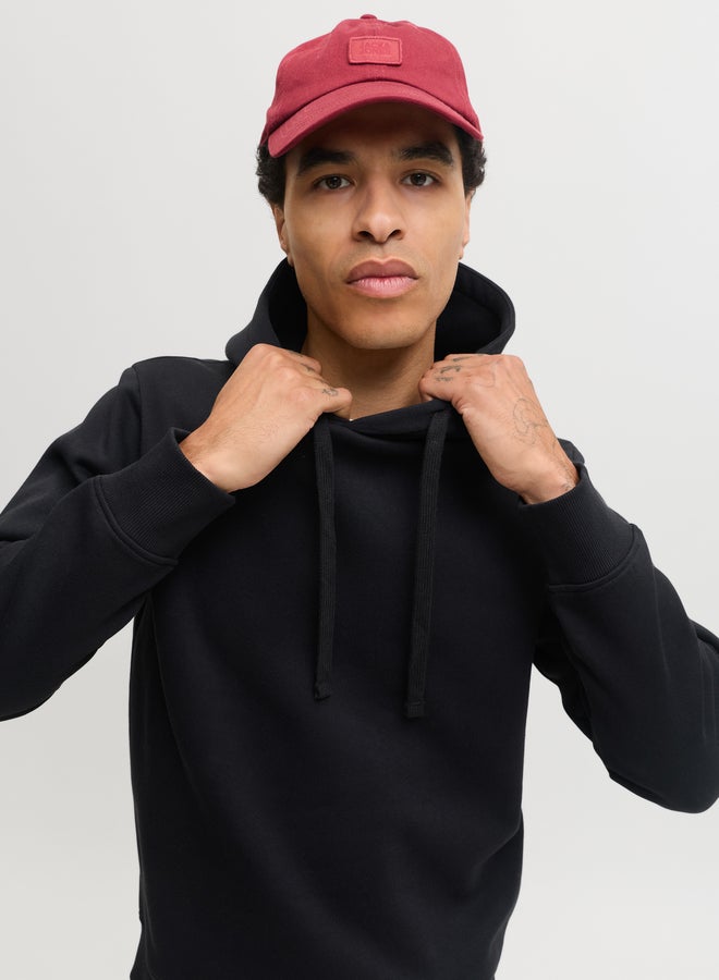 JACK & JONES Black Plain Pullover Hoodie - Image 1