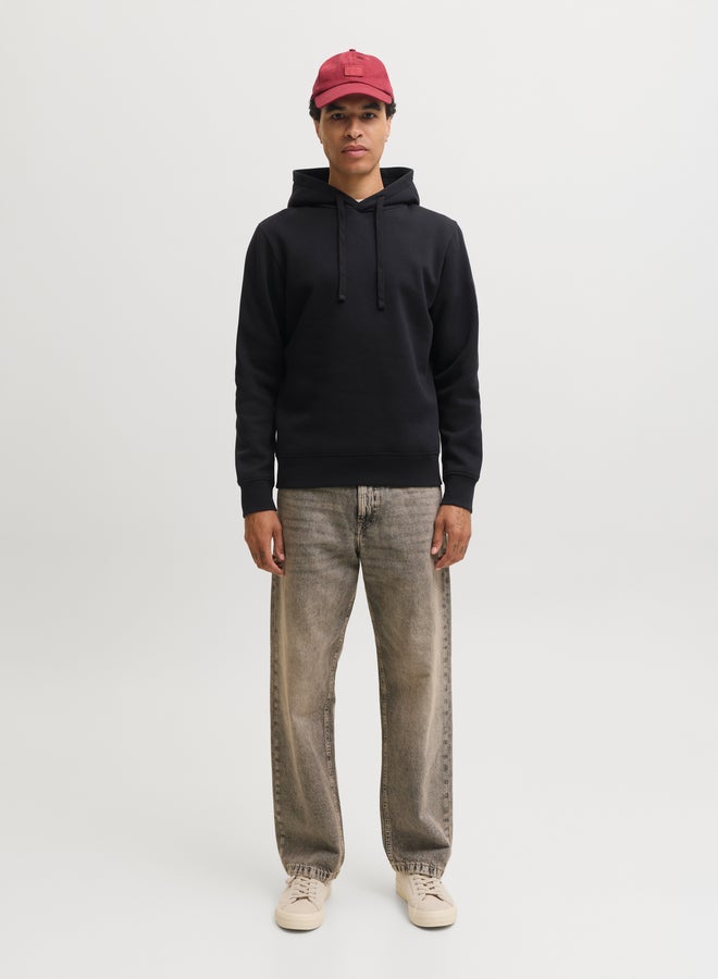 JACK & JONES Black Plain Pullover Hoodie - Image 2