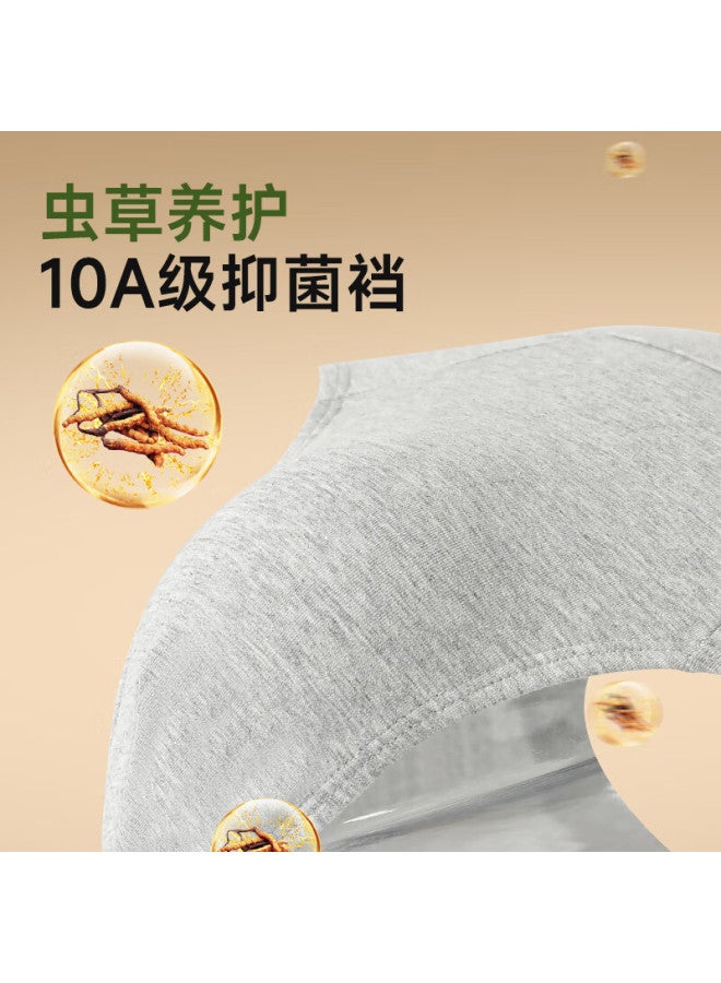 Me Feeling Men's Underwear, Cordyceps Nourishing Care, 10a Antibacterial Pure Cotton, Loose Breathable Briefs, Anti-swelling, Moisture-proof, Three-piece Underpants