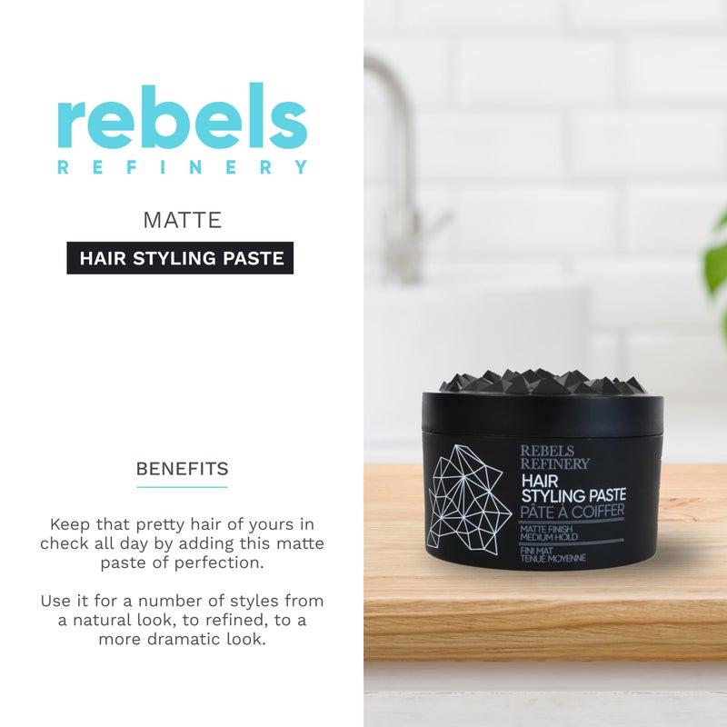 REBELS REFINERY Hair Styling Paste for Men – Medium, Flexible Hold and Matte Finish – 3.5 Oz. - Image 2