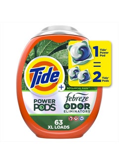 Power Pods Laundry Detergent Pacs with Febreze, 63 Count, Botanical Rain Scent, Febreze Freshness with Odor Eliminators