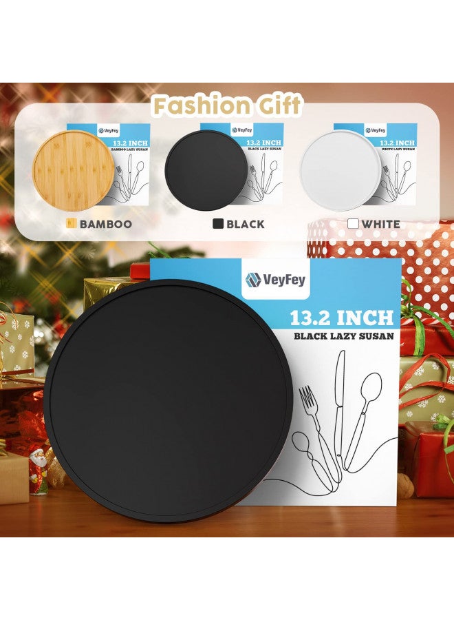VeyFey Lazy Susan Organizer, 13.2 Inch Non-Skid Bamboo Lazy Susan for Kitchen Table cabinets Closets and Kitchen Islands, Wood Turntable for Kitchen Countertop Organizer Black - Image 4