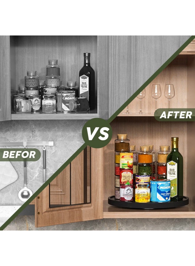 VeyFey Lazy Susan Organizer, 13.2 Inch Non-Skid Bamboo Lazy Susan for Kitchen Table cabinets Closets and Kitchen Islands, Wood Turntable for Kitchen Countertop Organizer Black - Image 3