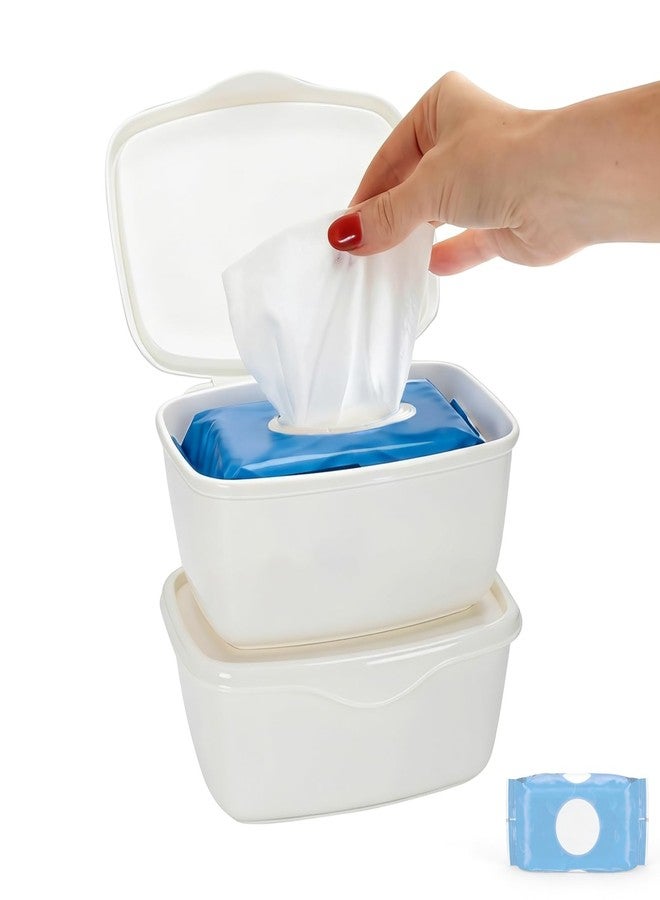 Piszvbej 2 Pack Wipes Dispenser Compatible with Cottonelle Flushable - Wet Wipe Dispenser, Refillable Wipe Holder Keep Wipes Clean and Fresh, Easy One-Handed Access, Minimalist Design for Any Bathroom Décor - Image 1