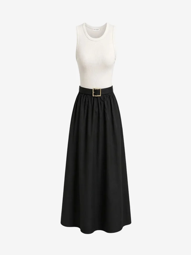 ميكسراي MIXRAY A-Line Midi Dress with Belt