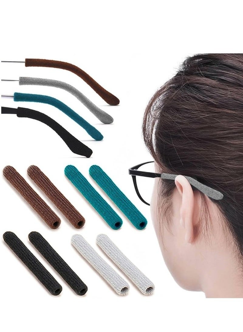 Arabest 8pcs Upgrade Soft Glasses Ear Cushion, Knitting Cotton Eye Glasses Ear Grippers Anti Slip, Glasses Ear Grips Non Slip, Temple Sleeves Tips Ear Pads for Glasses Slip Preventer (Multicolor) - Image 1